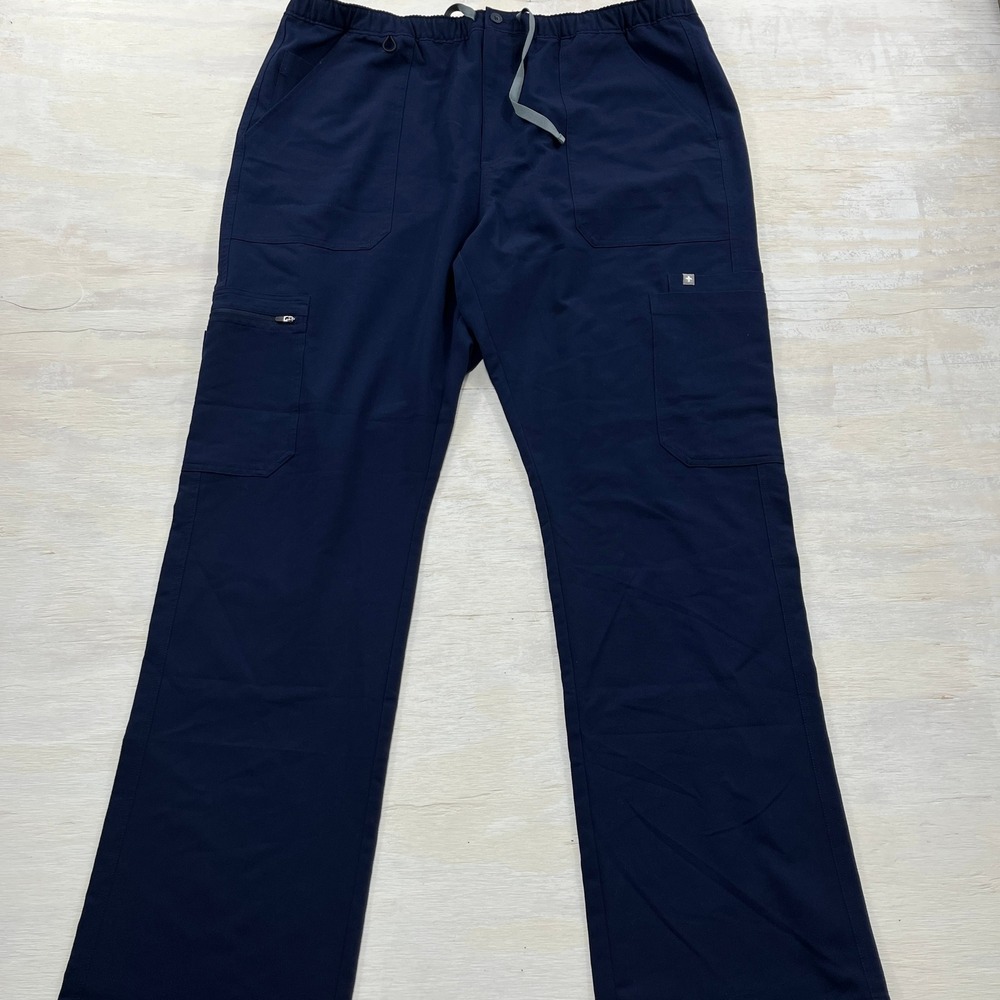 FIGS Scrub Pant Cairo Straight-Leg XXL Cargo Pocket Navy Blue Mens TM3001